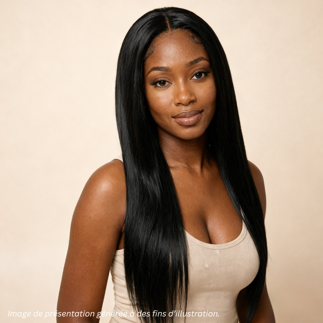 Perruque lisse noire – 100% cheveux humains - Michele Care