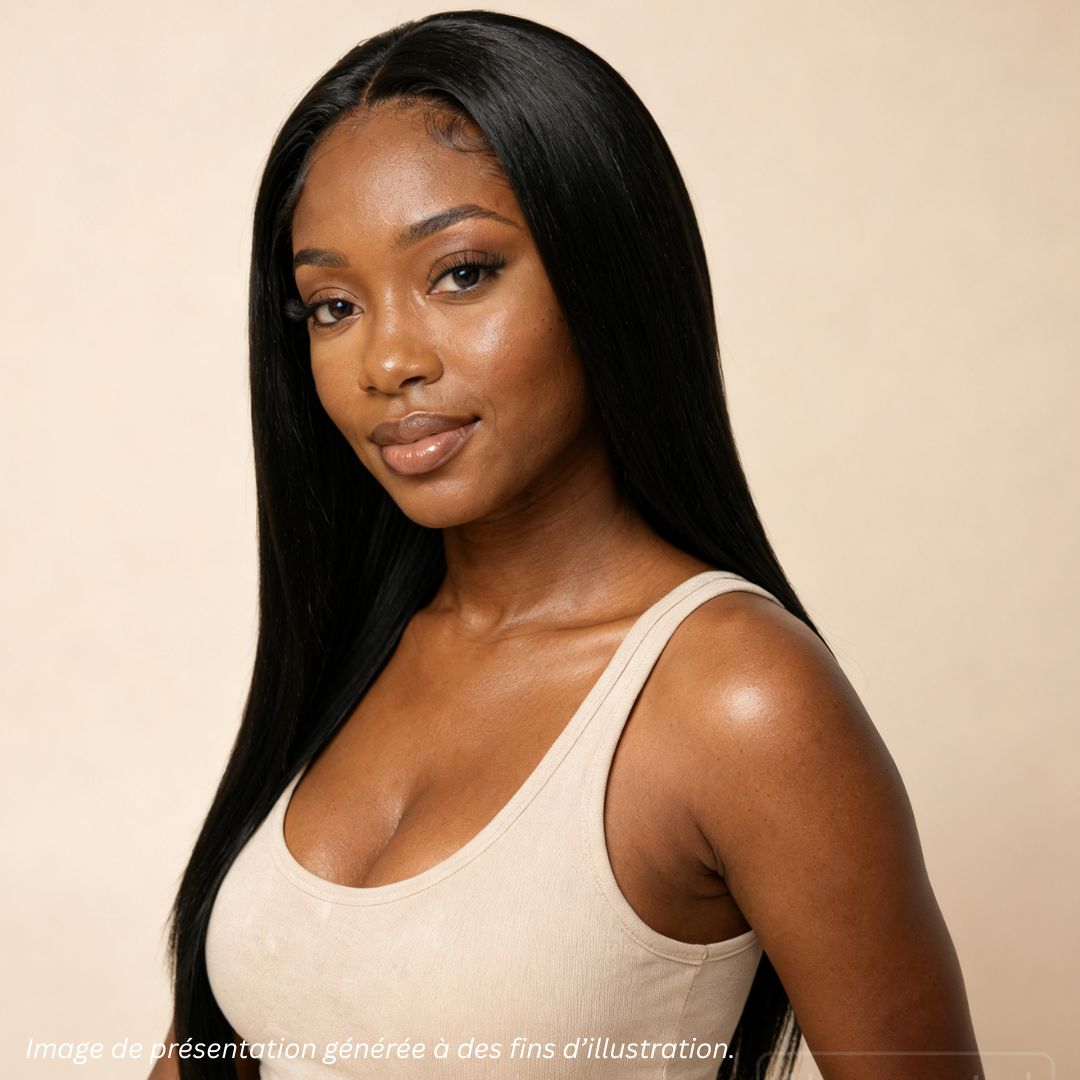 Perruque lisse noire – 100% cheveux humains - Michele Care
