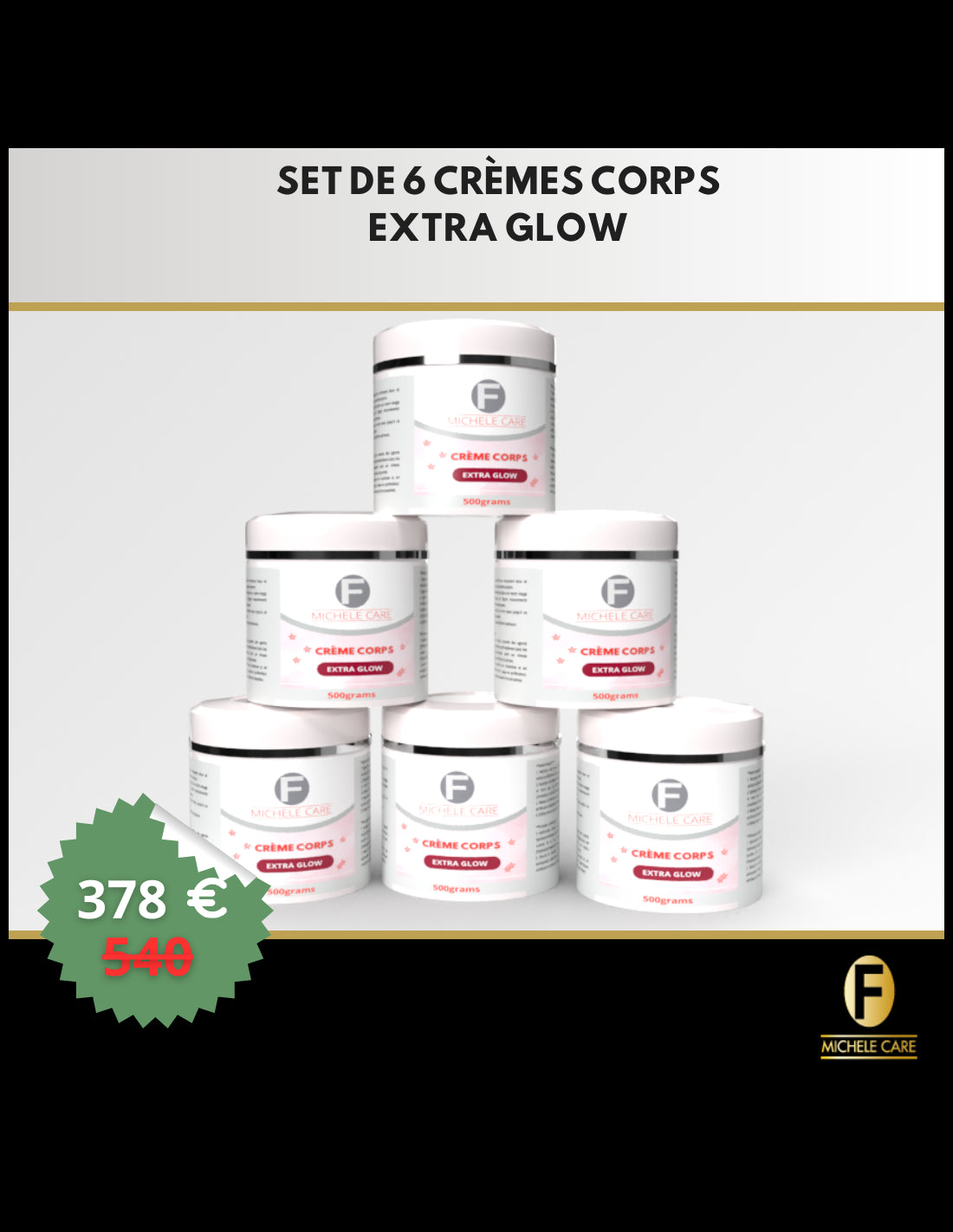 Lot de 6 Crèmes Corps Body Glowing Cream - Crystal Glow