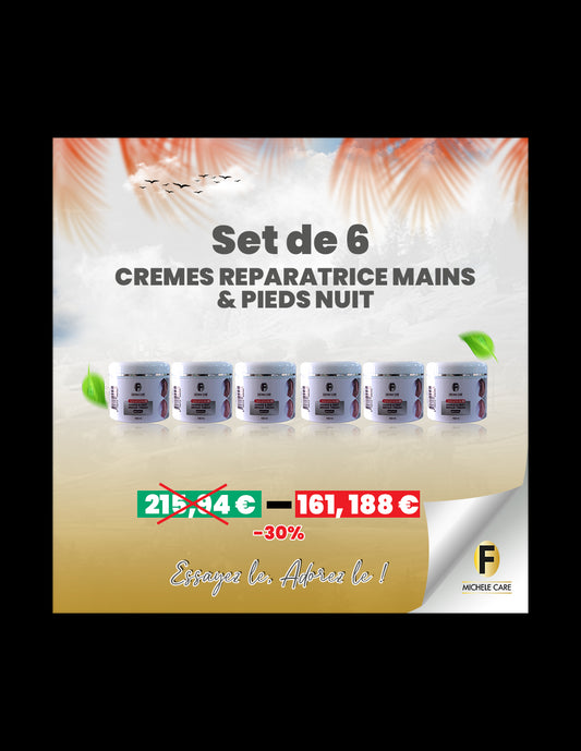 Lot de 6 Crèmes Réparatrices pour Pieds et Mains - Soin Intensif