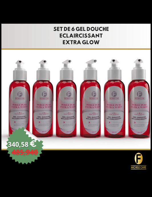 Lot de 6 Gels Douche Éclaircissants Pure Perle - Éclat et Fraîcheur