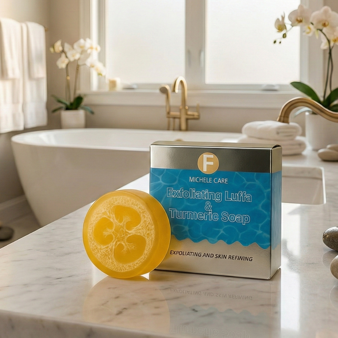 Pure laser pearl turmeric loofah soap